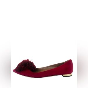 AQUAZZURA Red Powder Puff Suede Ballerinas